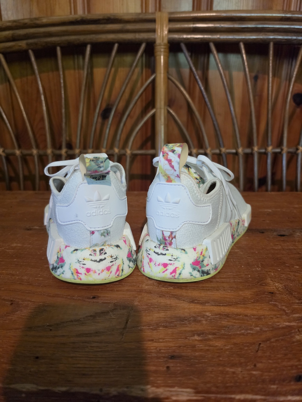 Adidas Womens White Floral NMD R1 Sport Shoes - Picture 6 of 16